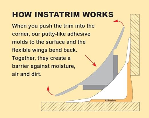 InstaTrim The Original Flexible Trim -10ft Black 3/4" Wide Caulk Tape - Adhesive Trim with Many Uses Including Caulking for Bathtubs, Sinks, Counters, Tile, Floors - Made in USA