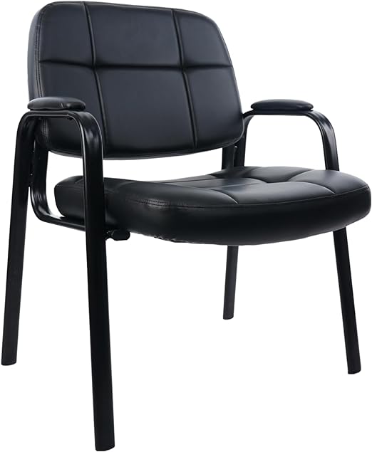 CLATINA Big & Tall Office Guest Chair 400lbs with Bonded Leather Padded Armrest Backrest Wide Seat Reception Guest Chair for Conference Waiting Room Office 1 Pack