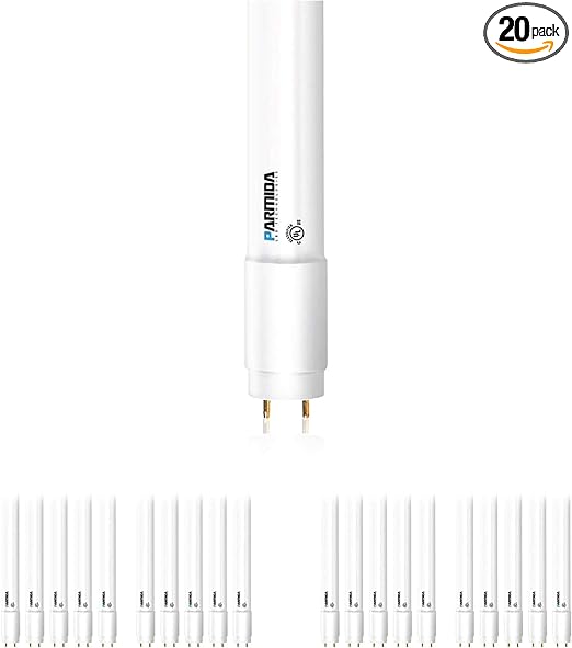 PARMIDA 20-Pack 4FT LED T8 Ballast Bypass Type B Light Tube, 18W, UL-Listed for Single-Ended & Dual-Ended Connection, 2200lm, Frosted Lens, T8 T10 T12, UL, FCC - 5000K