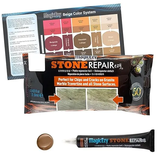 MagicEzy Stone RepairEzy (Chocolate Brown): Stone Fix - Repair Chipped and Cracked Granite Tiles and Countertops Fast - Marble, Granite and Travertine Repair Kit - Super Strong