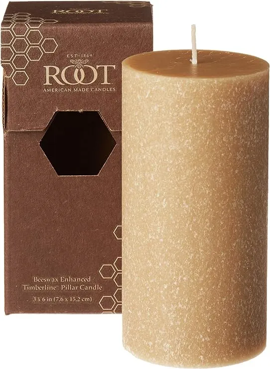 Root Candles - 33625 Unscented Timberline Pillar Candle , 3 x 6-Inches, Beeswax