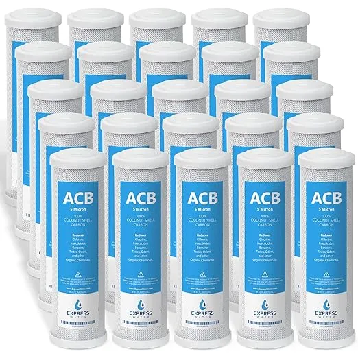 Express Water FLTCAR0525C Carbon Block Replacement Water Filter 10", 25 Count (Pack of 1), White