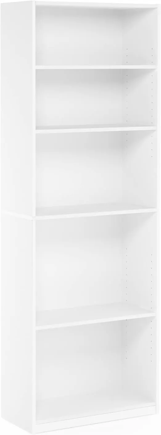 FURINNO JAYA Simply Home 5-Shelf Bookcase, 5-Tier, White