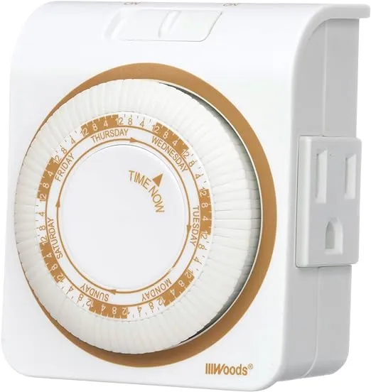 Coleman Cable 50002 7-Day Indoor Heavy Duty Mechanical Timer, White