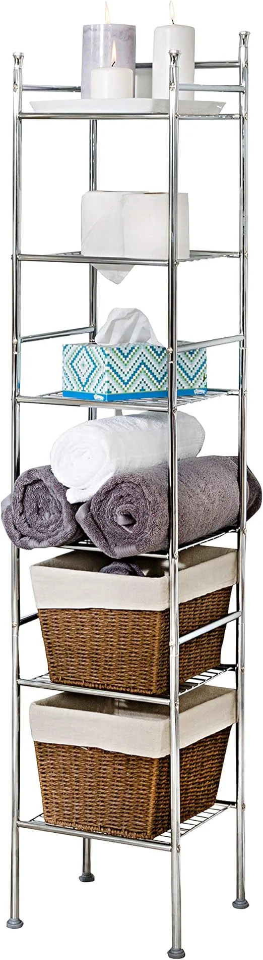 Honey-Can-Do BTH-03484 6 Tier Metal Tower Bathroom Shelf, 12.6†L x 11†W x 59.8†H, Chrome