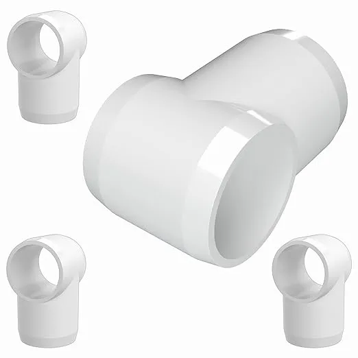 FORMUFIT F001STE-WH-4 Slip Tee PVC Fitting, Furniture Grade, 1" Size, White (Pack of 4)