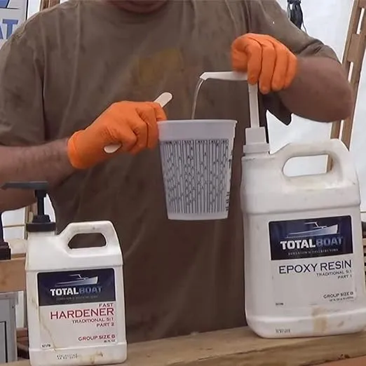 TotalBoat 5:1 Epoxy Resin Kit (Quart, Fast Hardener), Marine Grade Epoxy for Fiberglass and Wood Boat Building and Repair, Clear