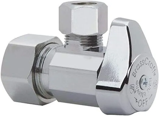 BrassCraft G2CR19X C1 1/2 in. NOM Comp Inlet x 3/8 in. OD Compression Outlet Chrome Plated Brass 1/4 Turn Angle Valve