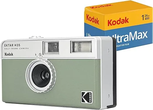 KODAK EKTAR H35 Half Frame Film Camera (Sage, Bundle with 24exp Film)