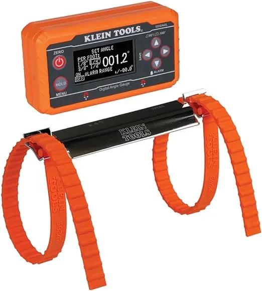 Klein Tools 80036 Level, Digital Electronic Level and Angle Gauge Tool Kit with Plumbers Straps, Programmable Angles, Magnetic Base, 2-Piece