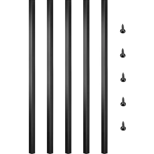 VEVOR Balusters 32 Inch-101 Pack Staircase with Screws Square Aluminum Railing, for Outdoor Stair Deck Porch, Black