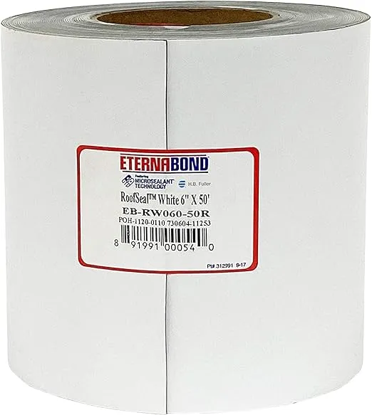 EternaBond RoofSeal White 6" x50' MicroSealant UV Stable RV Roof Seal Repair Tape | 35 mil Total Thickness - EB-RW060-50R - One-Step Durable, Waterproof and Airtight Sealant