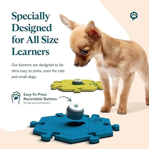 FluentPet Get Started Kit - Set of 6 Talking Buttons with Batteries Included for Dogs & Cats and 3 HexTiles - Customizable Cat & Dog Training Buttons for Communication - Talking Button Gift Set