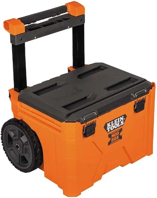 Klein Tools 54802MB MODbox Rolling Tool Box, Heavy Duty Portable Tool Box Organizer with Side Mounting, 10-Inch Rubber Wheels, Removable Handle, Deep Stackable Tool Box Set