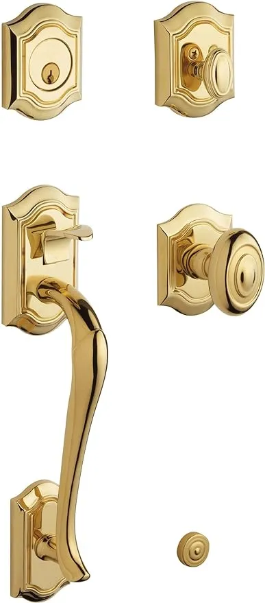 Baldwin 85327.003.ENTR Bethpage Sectional Trim Handleset with Bethpage Knob, Lifetime Polished Brass