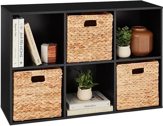 Best Choice Products 6-Cube Storage Organizer, 11in Shelf Opening, Bookcase, Display Shelf, Customizable w/ 3 Removable Back Panels – Black