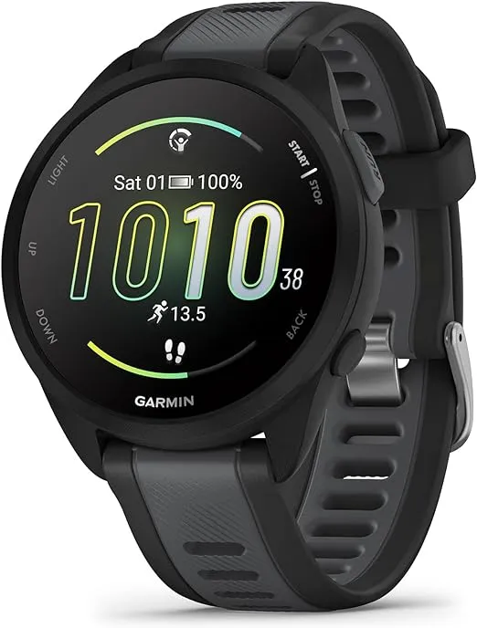 Garmin Forerunner 165, Running Smartwatch, Colorful AMOLED Display, Training Metrics and Recovery Insights, Black