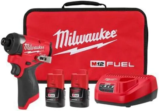 M12 Fuel 12V 1/4" Lithium-ion Cordless Impact Driver Kit - with 2 Batteries, Charger, and Tool Case