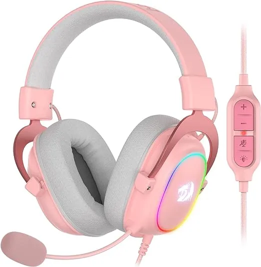 Redragon H510 Zeus-X RGB Pink Wired Gaming Headset - 7.1 Surround Sound - 53MM Audio Drivers in Memory Foam Ear Pads w/Durable Fabric Cover- Multi Platforms Headphone - USB Powered for PC/PS4/NS