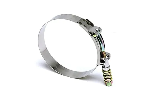 HPS Performance SLTC-525 Spring Loaded Stainless Steel T-Bolt Clamp SAE 140 for 5" ID Hose, Polish, 1 Piece 5.24"-5.55" (133mm-141mm)