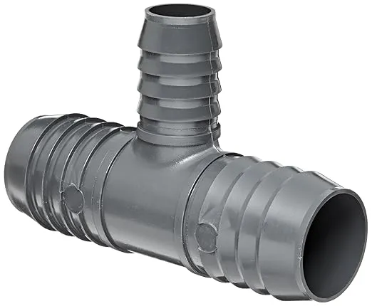 Spears 1401 Series PVC Tube Fitting, Tee, Schedule 40, Gray, 1-1/2" x 3/4" Barbed