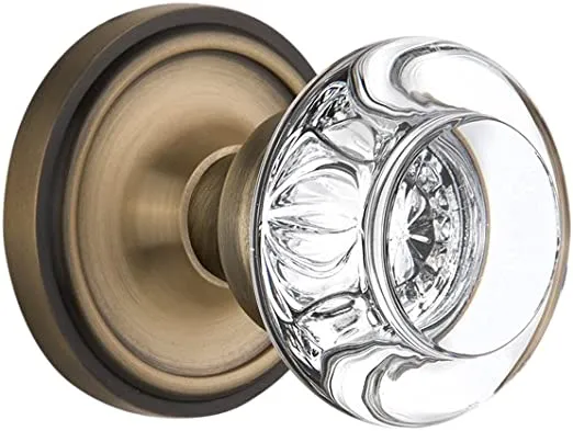 Nostalgic Warehouse Classic Rosette Round Clear Crystal Door Knob