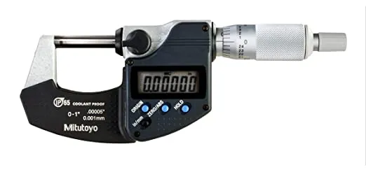 Mitutoyo 293-340-30 Digital Micrometer, Inch/Metric, Ratchet Stop, 0-1" (0-25.4mm) Range, 0.00005" (0.001mm) Resolution, +/-0.00005" Accuracy, Meets IP65 Specifications
