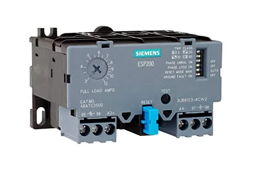 Siemens 3UB81234EW2 Solid State Overload Relay, ESP200 Catalog No. 48ATE3S00, 10 to 40A, Frame Size A1, 3-Phase, Class 5/10/20/30 Adjustable, Manual/Automatic Reset