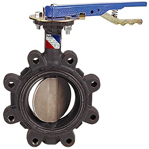 NIBCO LD-2000-3 Series Ductile Iron Butterfly Valve with EPDM Liner and Aluminum Bronze Disc, Lever-Lock Handle, Lug, 6"