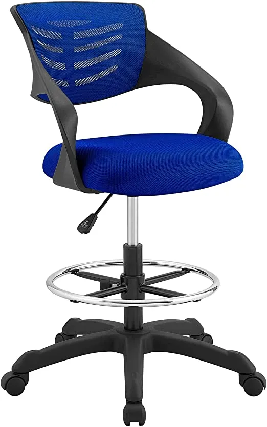 Modway Thrive Drafting Chair - Tall Office Chair for Adjustable Standing Desks in Blue