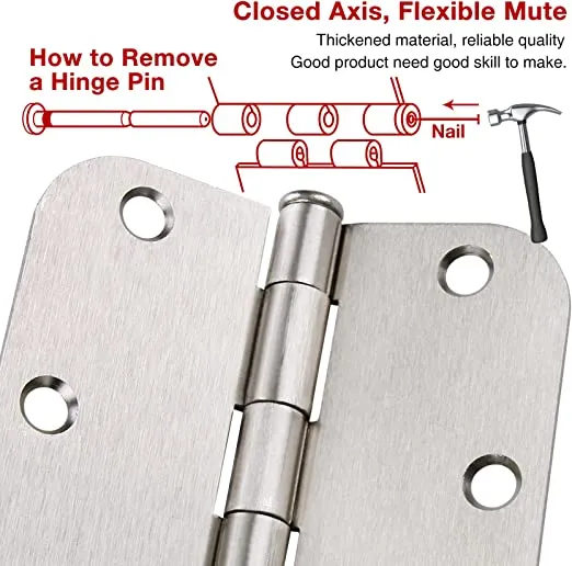 18 Pack Nickel Door Hinges Brushed Nickel 3 1/2 Interior Door Hinges Satin Nickel 3.5 Inch with 5/8” Radius Corners 3 ½"x 3 ½" Silver Hardware Controls