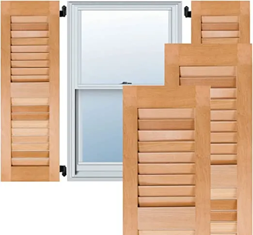 Ekena Millwork RWL15X047UNP Exterior Real Wood Pine Open Louvered Shutters (Per Pair), Unfinished, 15"W x 47"H