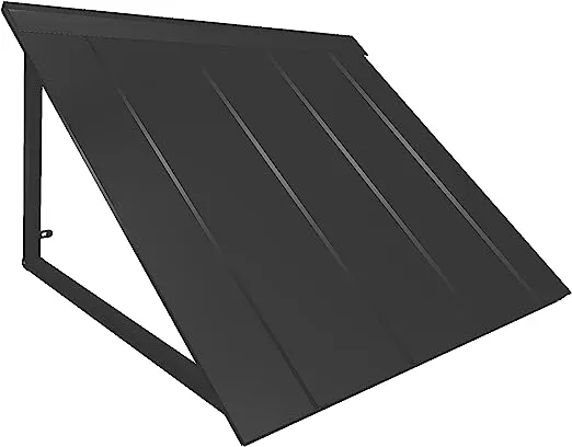 Awntech 3 ft. Houstonian Standing Seam Metal Door/Window Awning Fixed Outdoor Canopy 44 Inch W x 24 Inch Proj, Black