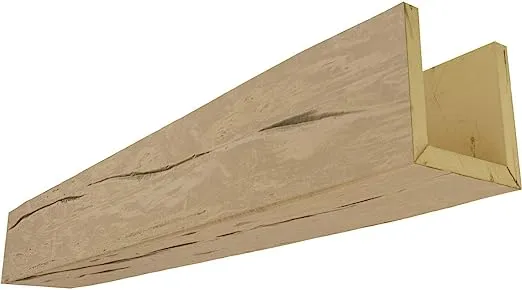 Ekena Millwork BMRW3C0040X040X096PP 3-Sided (U Riverwood Endurathane Faux Wood Ceiling Beam, 4"W x 4"H x 8'L, Puritan Pine