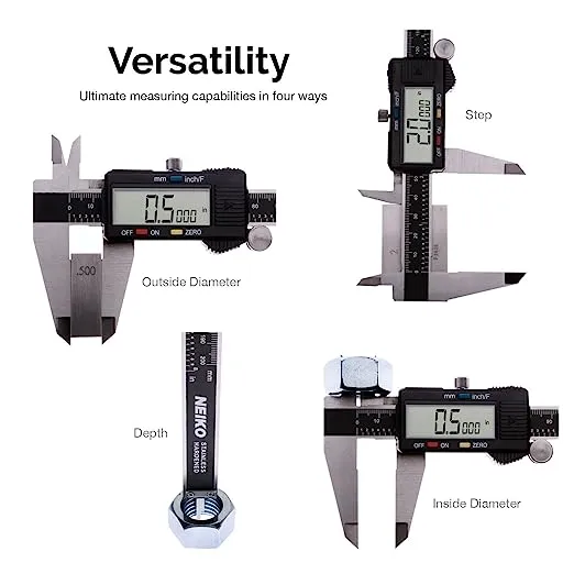 NEIKO 01408A 8” Electronic Digital Caliper Extra Large Display | 0-8 Inches | Inch/Fractions/Millimeter Conversion | Polished Stainless Steel