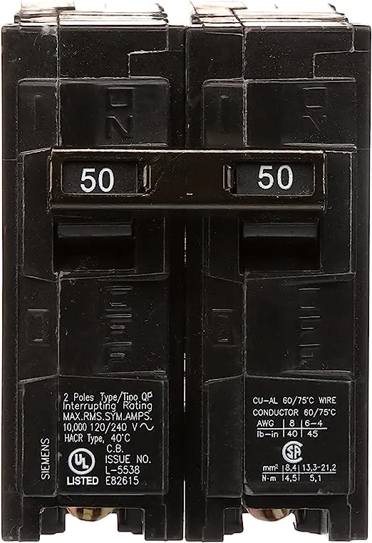Q250 50-Amp Double Pole Type QP Circuit Breaker