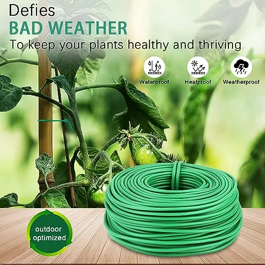 YDSL 100 Feet Soft Tie for Plants, Green Twist Garden Ties Gardening Supplies for Supporting Climbing Plants, Tomatoes, Vegetables, (Diameter - 2.5MM)