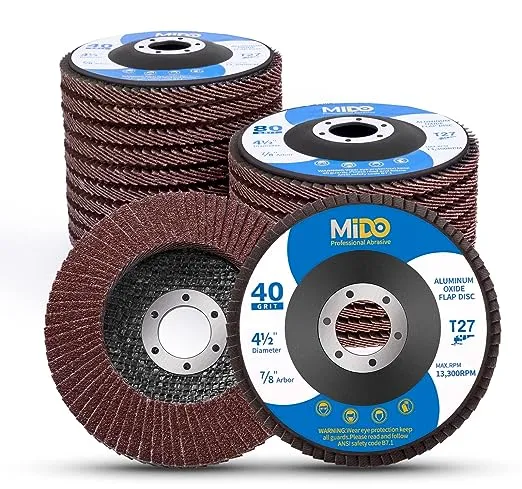 Flap Disc 4 1/2 inch 20 Pack for Angle Grinder Sanding Disc Assorted Grit 40 60 80 120 Aluminum Oxide Sanding Grinding Wheels 4.5 x 7/8 Inch Flat Type #27