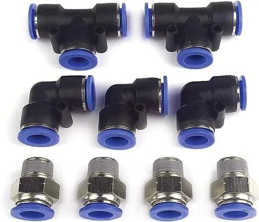 Primefit PCKIT9 Air Push To Connect 9-Piece Connector Kit (1/2" OD) for 1/2" Outside Diameter / 3/8" Inside Diameter Air Tubing