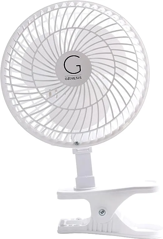 Genesis 6-Inch Clip Convertible Table-Top & Clip Fan Two Quiet Speeds - Ideal For The Home, Office, Dorm, More Off White