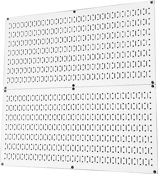 Wall Control Pegboard Rack Home & Garage Tool Storage & Organization White Metal Pegboard Pack - Two 32-Inch x 16-Inch White Steel Peg Board Panels