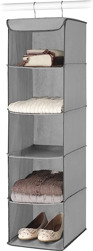 Whitmor 5 Section Closet Organizer - Hanging Shelves with Sturdy Metal Frame