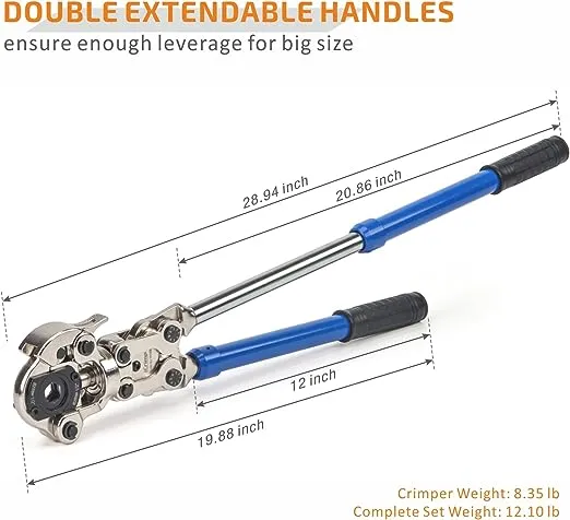 iCrimp Copper Tube fittings Crimping tool with 1/2,3/4 and 1-inch Jaw for ProPress copper fitting IWISS-1632AF