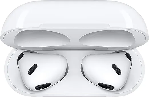 Apple AirPods (3rd Generation) Wireless Ear Buds, Bluetooth Headphones, Personalized Spatial Audio, Sweat and Water Resistant, Lightning Charging Case Included, Up to 30 Hours of Battery Life