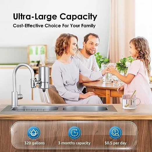 Waterdrop Stainless-Steel Faucet Water Filter, Carbon Block Water Filtration System, Tap Water Filter, Reduces Chlorine, Heavy Metals and Bad Taste, ๐
๐ข๐ญ๐ฌ ๐๐ญ๐๐ง๐๐๐ซ๐ ๐
๐๐ฎ๐๐๐ญ (1 Filter)