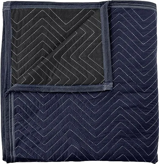 Sure-Max 4 Moving & Packing Blankets - Pro Economy - 80" x 72" (35 lb/dz weight) - Professional Quilted Shipping Furniture Pads Navy Blue and Black