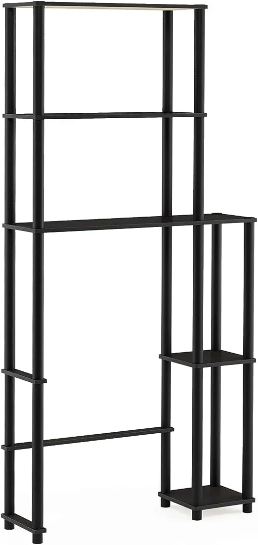 Furinno Turn-N-Tube Over The Toilet Storage, 5 Shelves Bathroom Organizer Space Saver Rack, Espresso/Black