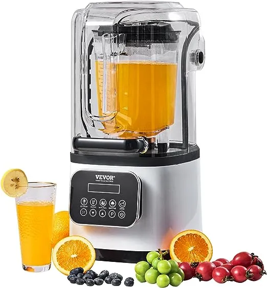 VEVOR Professional Blender with Shield, Commercial Countertop Blenders, 68 oz Jar Blender Combo, Stainless Steel 9 Speed & 5 Functions Blender, for Shakes, Smoothies, Peree, and Crush Ice, White