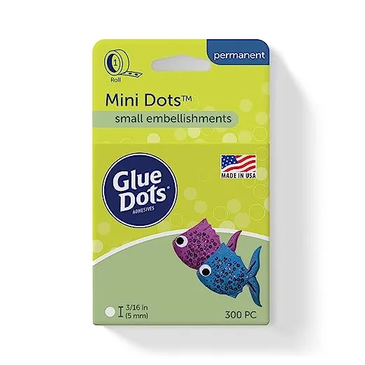 Glue Dots, Mini Dots, Double-Sided, 3/16", 300 Dots, DIY Craft Glue Tape, Sticky Adhesive Glue Points, Liquid Hot Glue Alternative, Clear