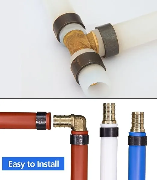 30/45/90pcs PEX Fittings, 1/2" Fittings, Elbow TEE Straight Couplings Set, PEX Brass Crimp Fitting Combo with Tees, Elbows, Straights (1/2", 30pcs)